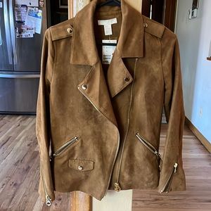 H&M Brown Suede Moto Jacket
